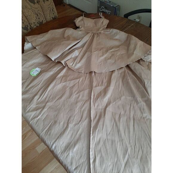 New XS Windsor Lt Gold Spaghetti Strap Open Criss Cross Back Hi Low Form… - Picture 1 of 9